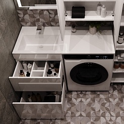 Style Line Тумба с раковиной Даймонд 120 L glass, Люкс белая, PLUS – фотография-3